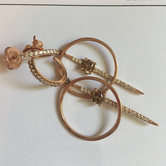 Effy 14K Rose Gold & Brown Diamond Spike Earrings - Picture 7 of 8